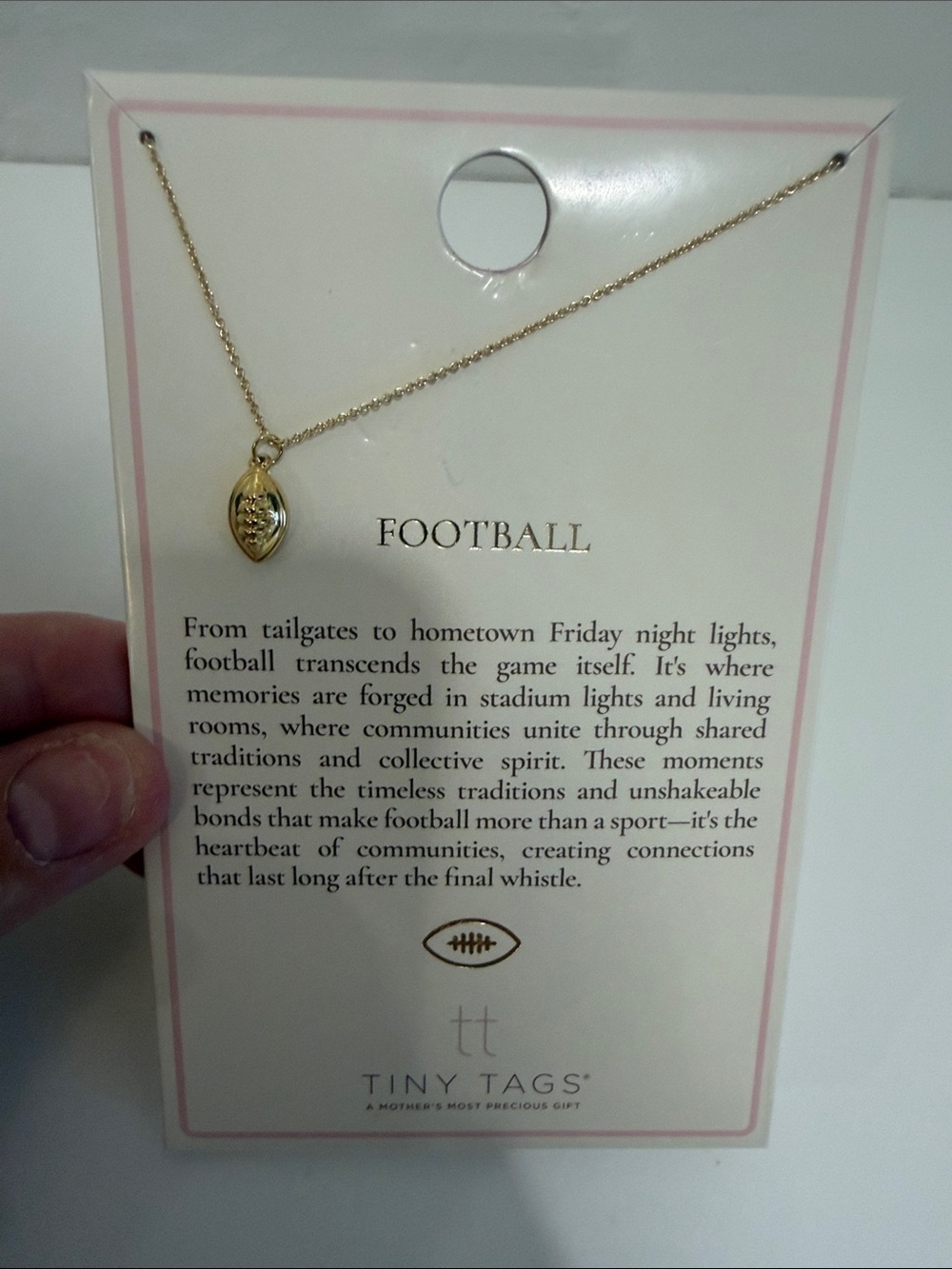 Gold Tiny Tags Football Charm Necklace